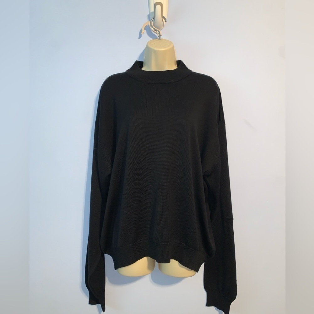 Per lui Per Lei kukki Black Women's mock neck sweat 100% silk size xl